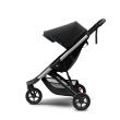 Carucior Thule Spring cu cadru argintiu + Copertina Thule Canopy MINDNIGHT BLACK