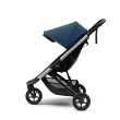 Carucior Thule Spring cu cadru argintiu + Copertina Thule Canopy MAJOLICA BLUE