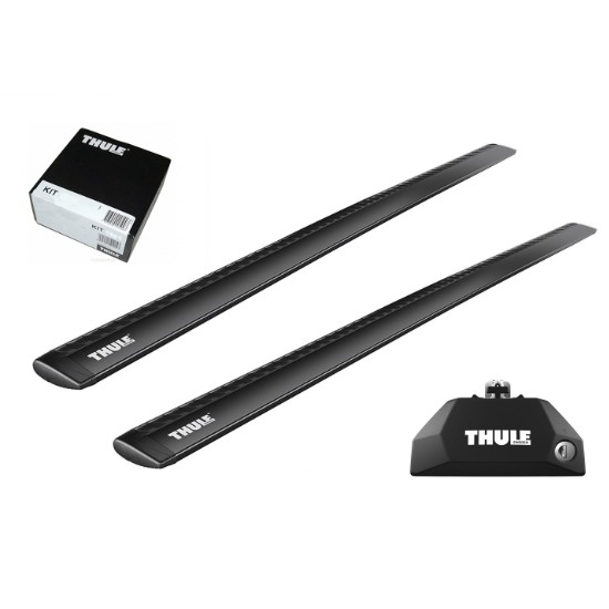 Bare transversale Thule Evo Flush Rail Wingbar Evo Black pentru MINI (F56) 3 usi Hatchback 2014 - prezent, Sistem cu prindere pe bare longitudinale integrate