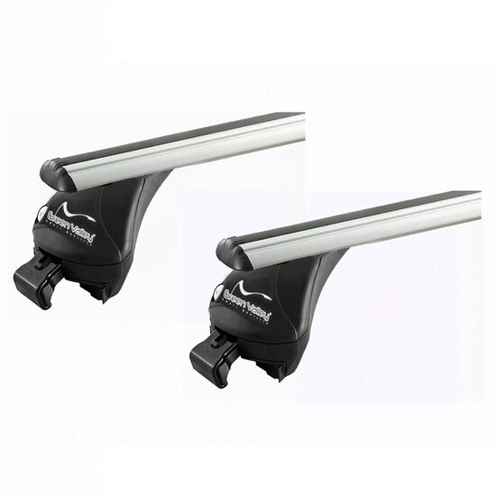 Sistem Bare transversale Green Valley Quick CC aluminiu pentru Mitsubishi Eclipse Cross (GK), 5 usi SUV, model 2018-prezent, Sistem cu prindere cu bare longitudinale integrate