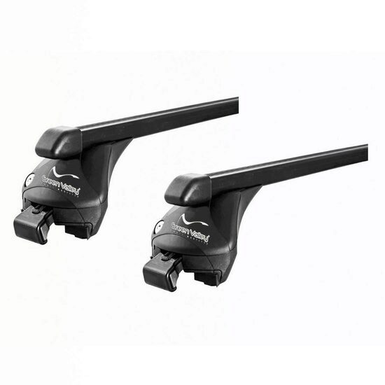 Sistem Bare transversale Green Valley Quick CC otel pentru HYUNDAI ix35, 5 usi SUV cu plafon de sticla, model 2010-2015, Sistem cu prindere pe bare longitudinale integrate