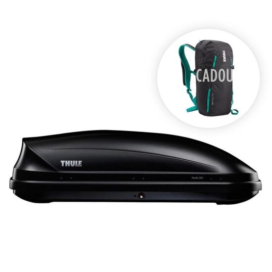 Cutie portbagaj Thule Pacific 200 Negru Antracit Dual Side  + CADOU Rucsac Tehnic Thule Alltrail 15L  - Obsidian/bluegrass