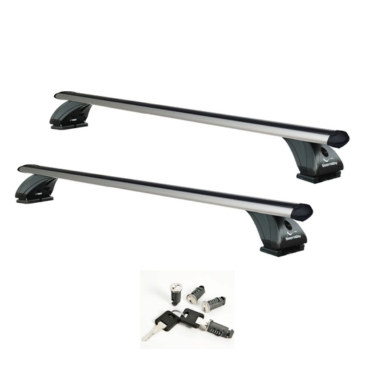 Sistem Bare transversale Green Valley ORIGINAL aluminiu pentru ABARTH 500, 3 usi Hatchback, model 2007-prezent, Sistem cu prindere pe plafon normal (sistem antifurt inclus)