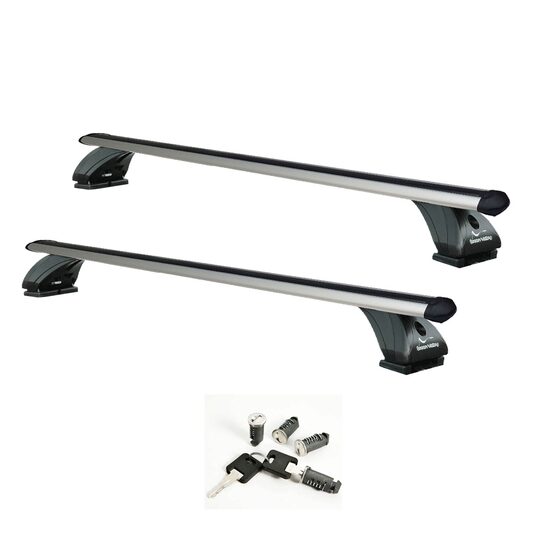 Sistem Bare transversale Green Valley ORIGINAL aluminiu pentru FORD Focus, 5 usi Estate, model 2011-2018, Sistem cu prindere pe plafon normal (sistem antifurt inclus)