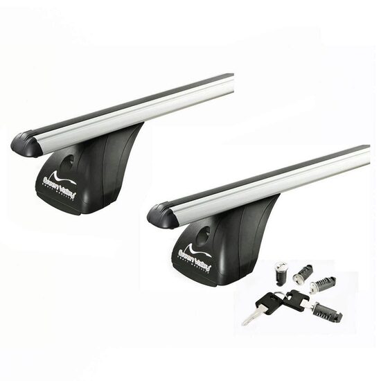 Bare transversale GV156500 Aluminiu Original pentru RENAULT Megane II, 5 usi Hatchback, model 2003 - 2008, Sistem cu prindere in puncte fixe (sistem antifurt inclus)