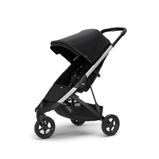 Carucior Thule Spring cu cadru argintiu + Copertina Thule Canopy MINDNIGHT BLACK