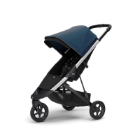 Carucior Thule Spring cu cadru argintiu + Copertina Thule Canopy MAJOLICA BLUE