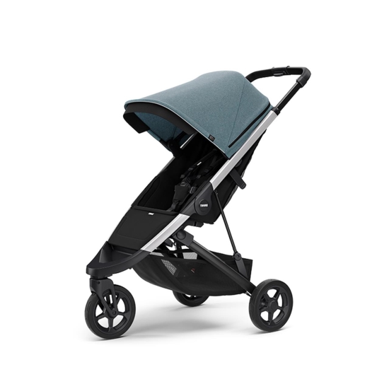 Carucior Thule Spring cu cadru argintiu + Copertina Thule Canopy TEAL MELANGE