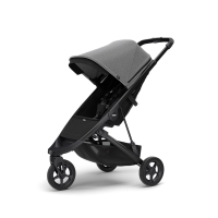 Carucior Thule Spring cu cadru negru + Copertina Thule Canopy GREY MELANGE