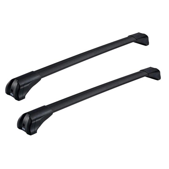 Bare transversale din aluminiu CRUZ Airo Fuse Dark, 925-735, pentru Nissan X-Trail 5d (IV/T33 - integrated railing) (2022-->prezent), Sistem cu prindere pe bare longitudinale integrate
