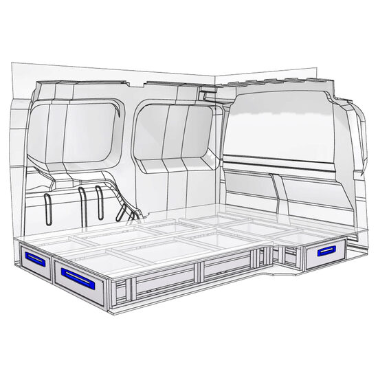 Sistem de sertare sub podea XLD Line Provan 57-1-148-00 pentru FIAT Doblo Maxi 2010, ampatament L2 (3105 mm), inaltime H1 (1845 mm)