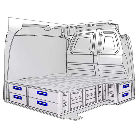 Sistem de sertare sub podea XLD Line Provan 57-1-110-00 pentru VOLKSWAGEN Caddy 2020, ampatament L1 (2755 mm), inaltime H1 (1856 mm)