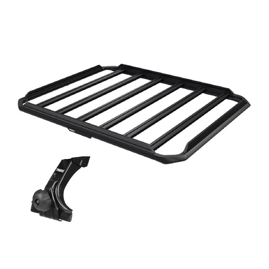 Sistem Grilaj Thule Caprock M tip cos (cu sine laterale) pentru SUZUKI Jimny Nomade 5 usi SUV, model 2024 - prezent, Sistem cu prindere pe jgheaburi de ploaie
