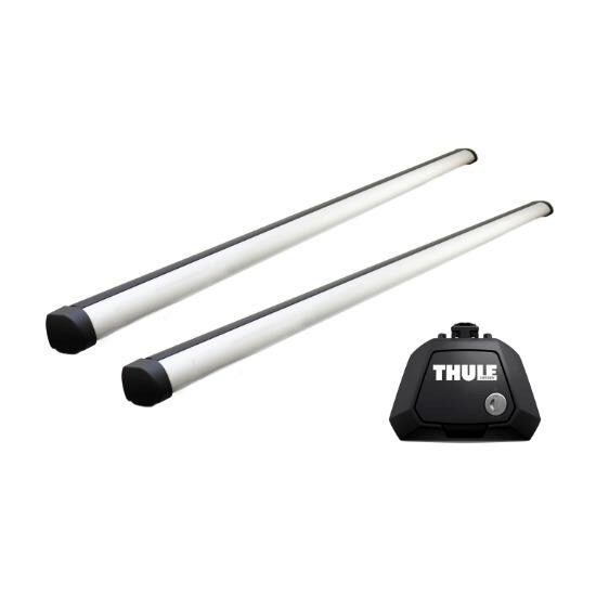 Bare transversale Thule Evo Raised Rail Profesional pentru VOLKSWAGEN Taigo 5 usi SUV, model 2022 - prezent, Sistem cu prindere pe bare longitudinale